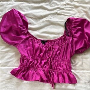 Vibrant Pink Puff Sleeve Top